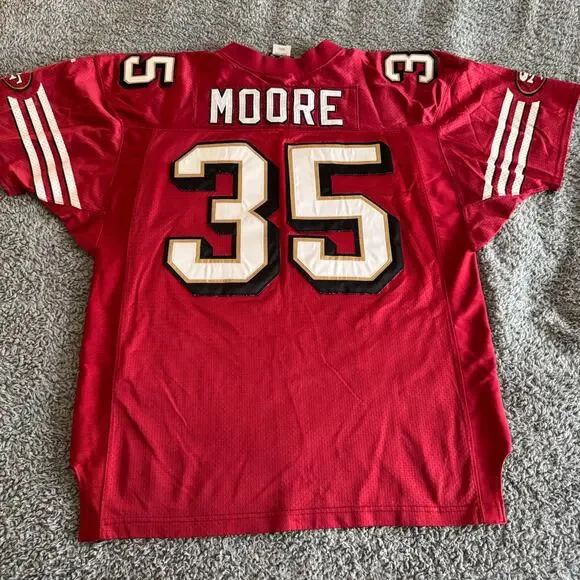 Vintage 2001 Authentic Adidas Jason Moore NFL San Francisco 49ers Jersey 50 RARE